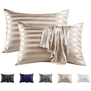 Imitation Silk Satin Striped Pillowcases – Soft, Elegant & Breathable